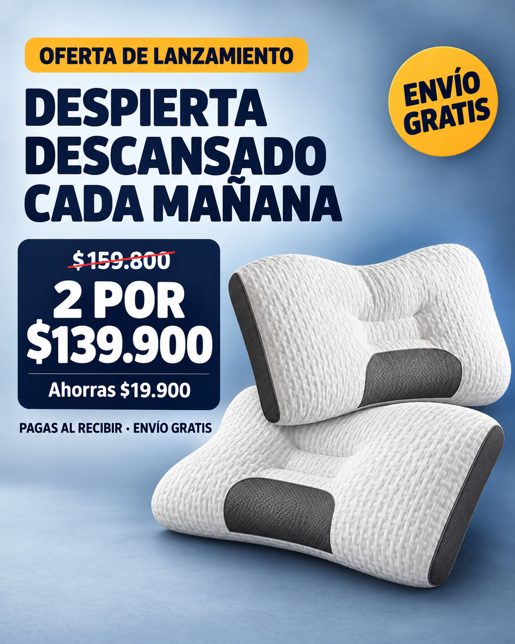 CERVIDREAM™: Almohada Cervical Ergonómica Premium que Te Ayuda a Dormir Cómodo y Despertar Descansado